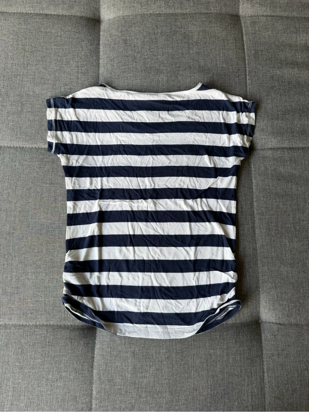 Ralph Lauren Navy & White Striped Tee with Pink Polo Pony